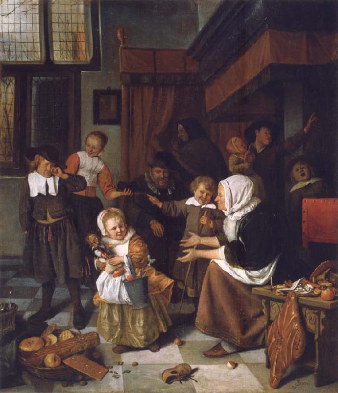 Jan Steen The Feast of St Nicholas Sweden oil painting art